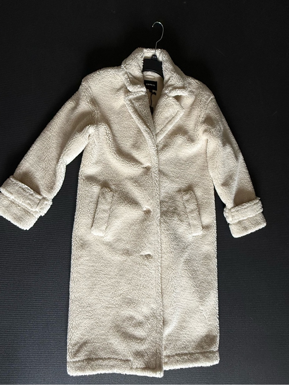 Express Cream Teddy Sherpa Long Coat NWT Size Medium